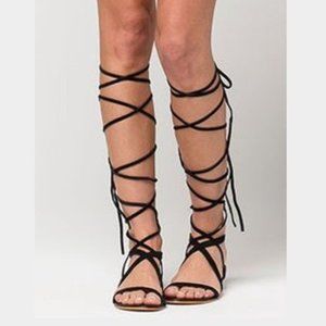 Matisse Black Faux Leather Atlas Lace Up Gladiator Sandals 8